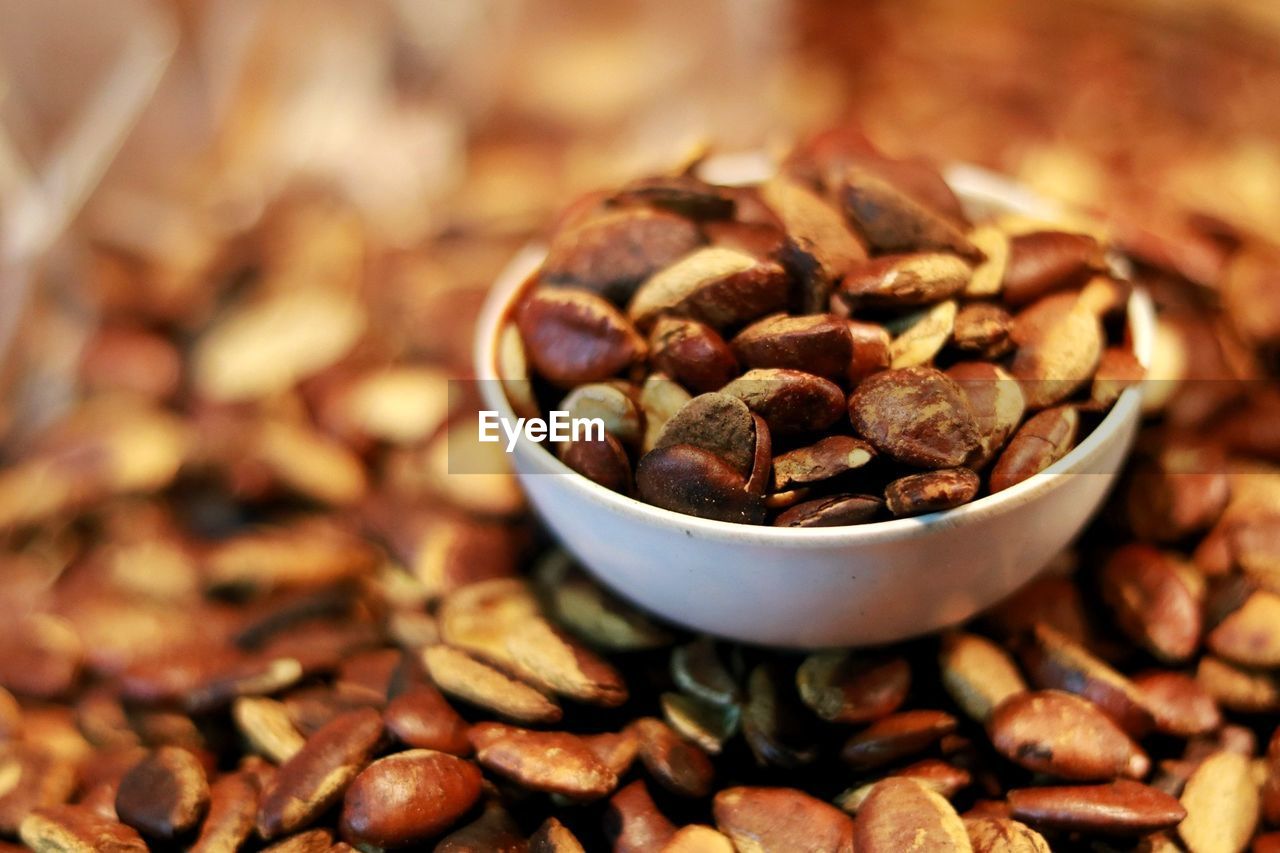 CLOSE-UP OF COFFEE BEANS IN GLASS