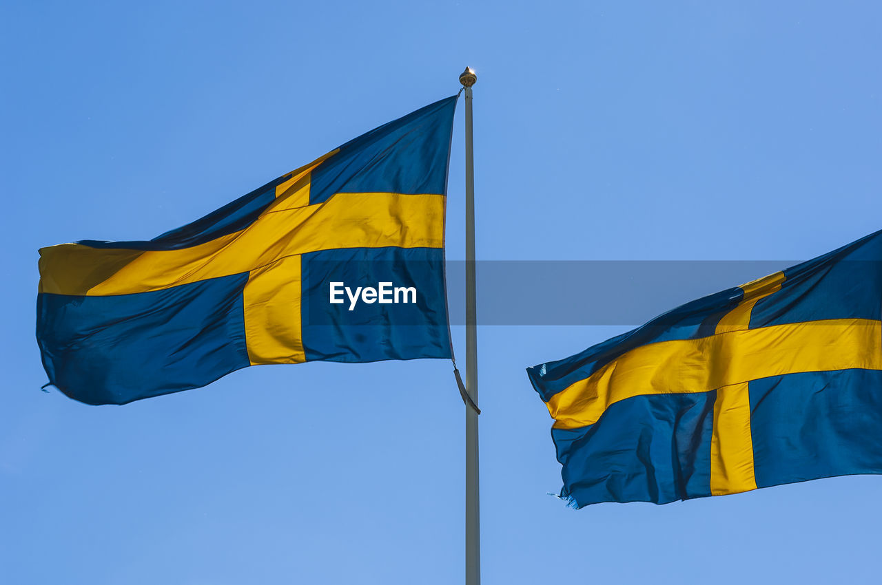 Flag of sweden against blue sky