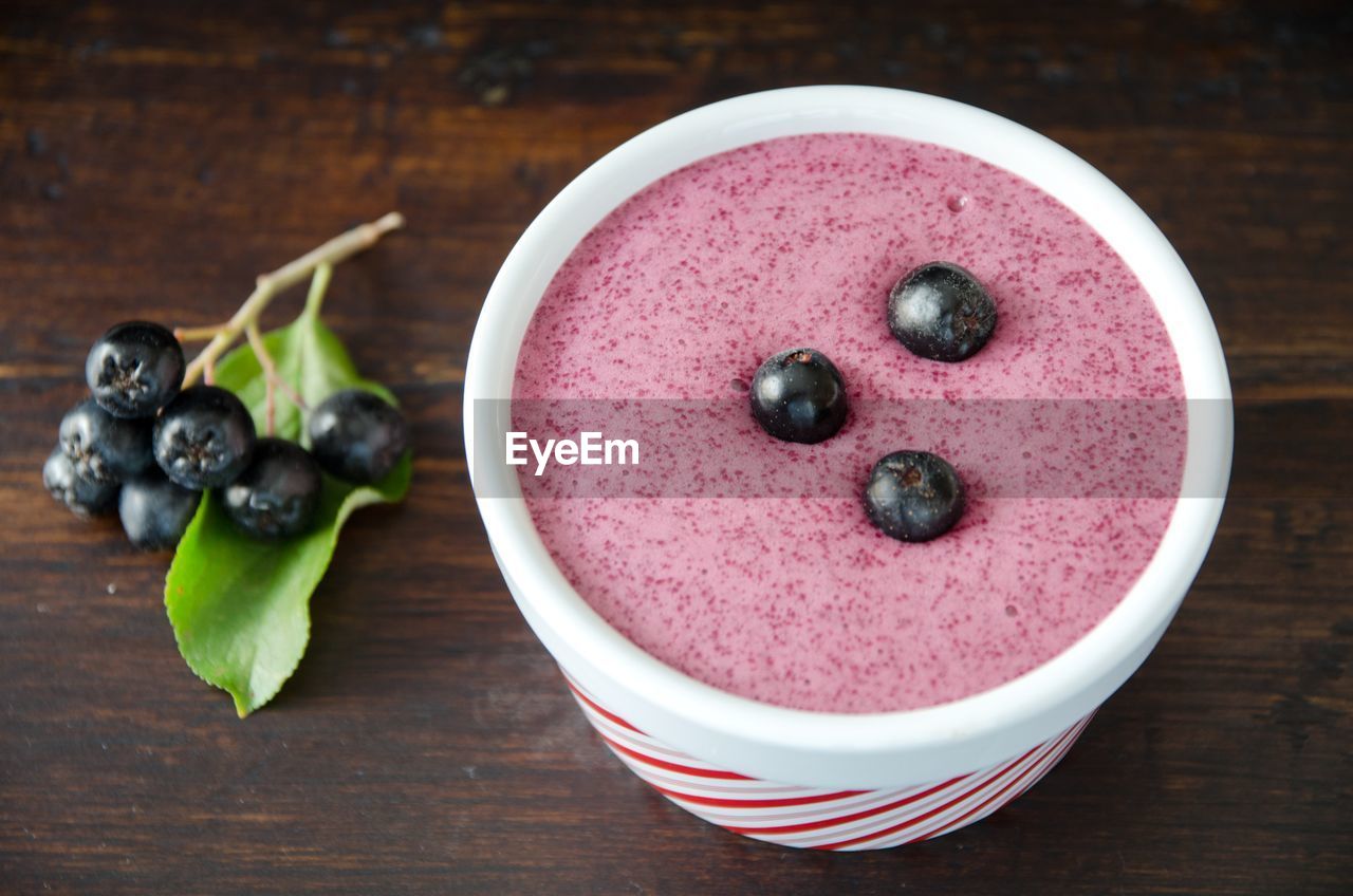 Close-up of blueberry smoothie