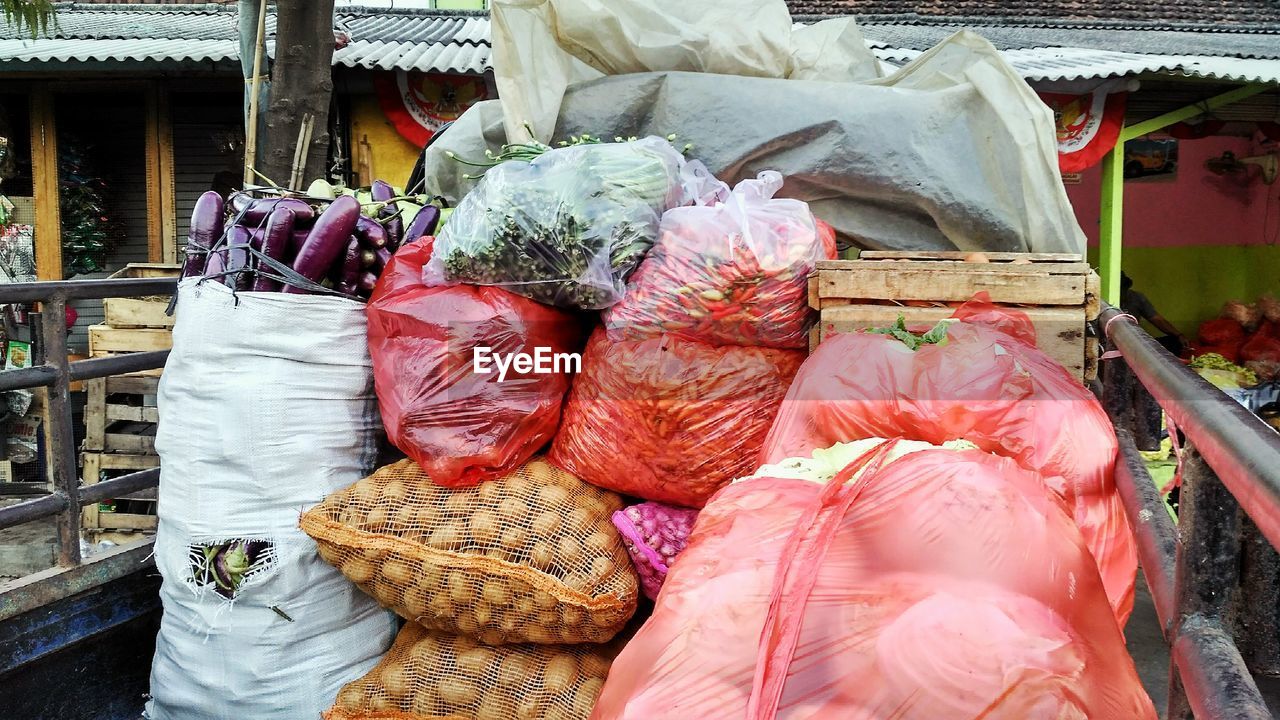 Close-up of vegetables in truck