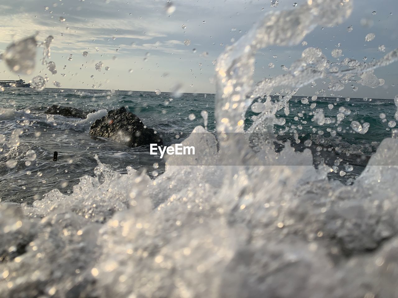 Water splashing on beach