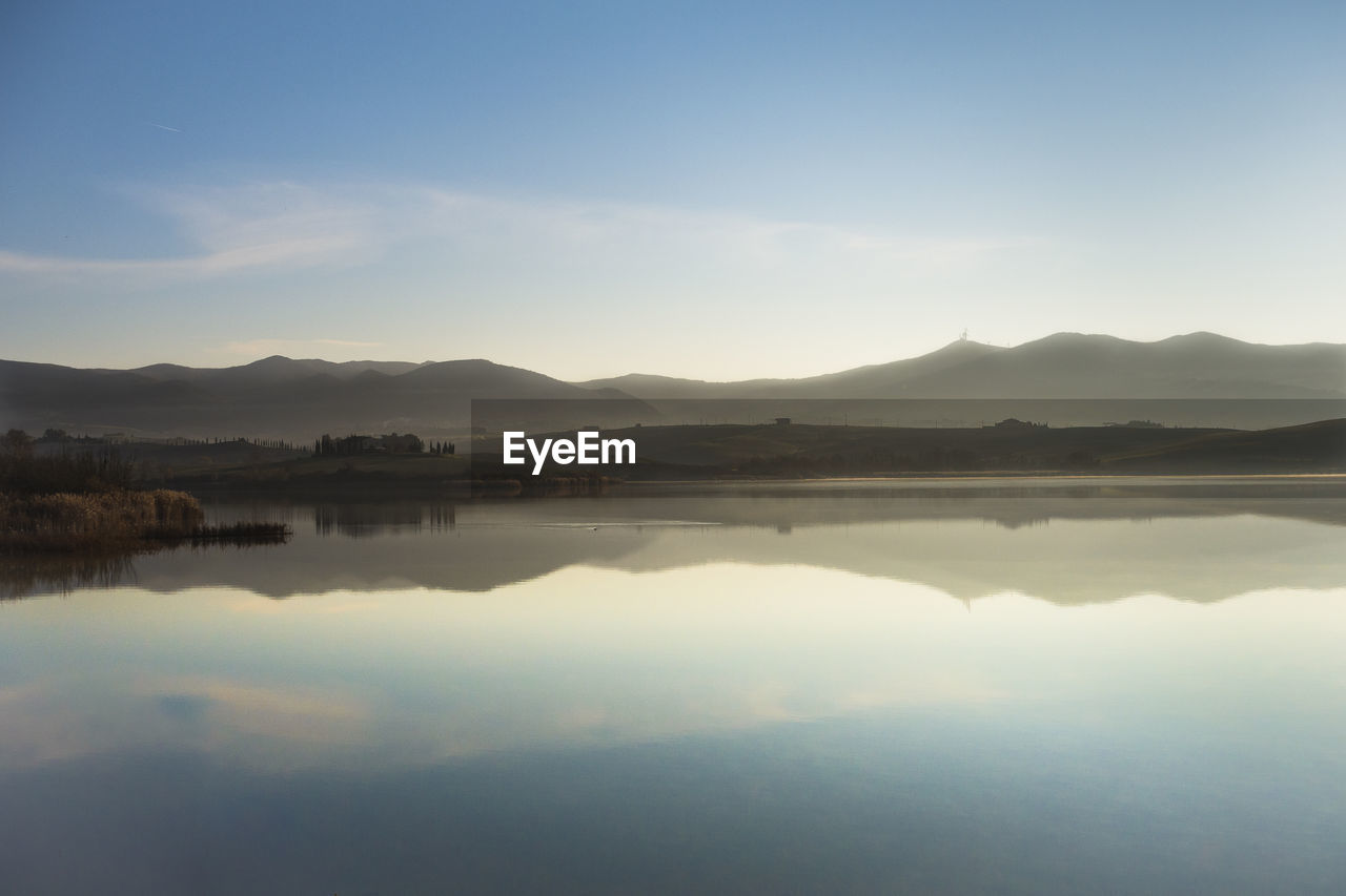 Scenic view of lake against sky