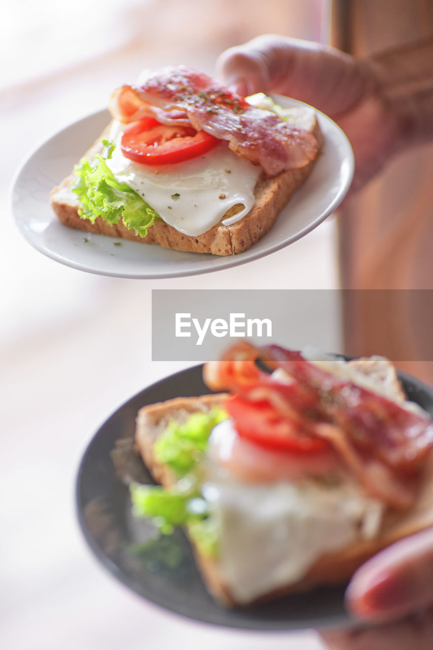 Close-up of breakfast served on table