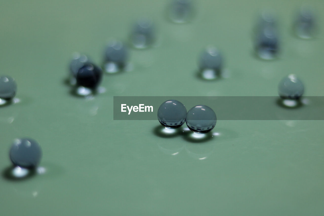 Close-up of marbles on table