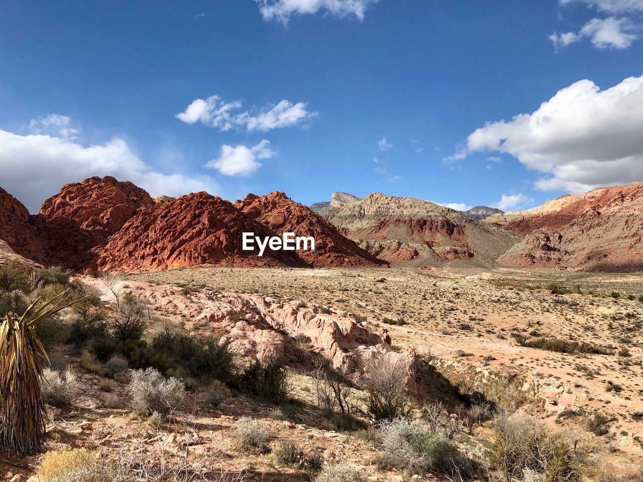 View of rock formations in desert against sky