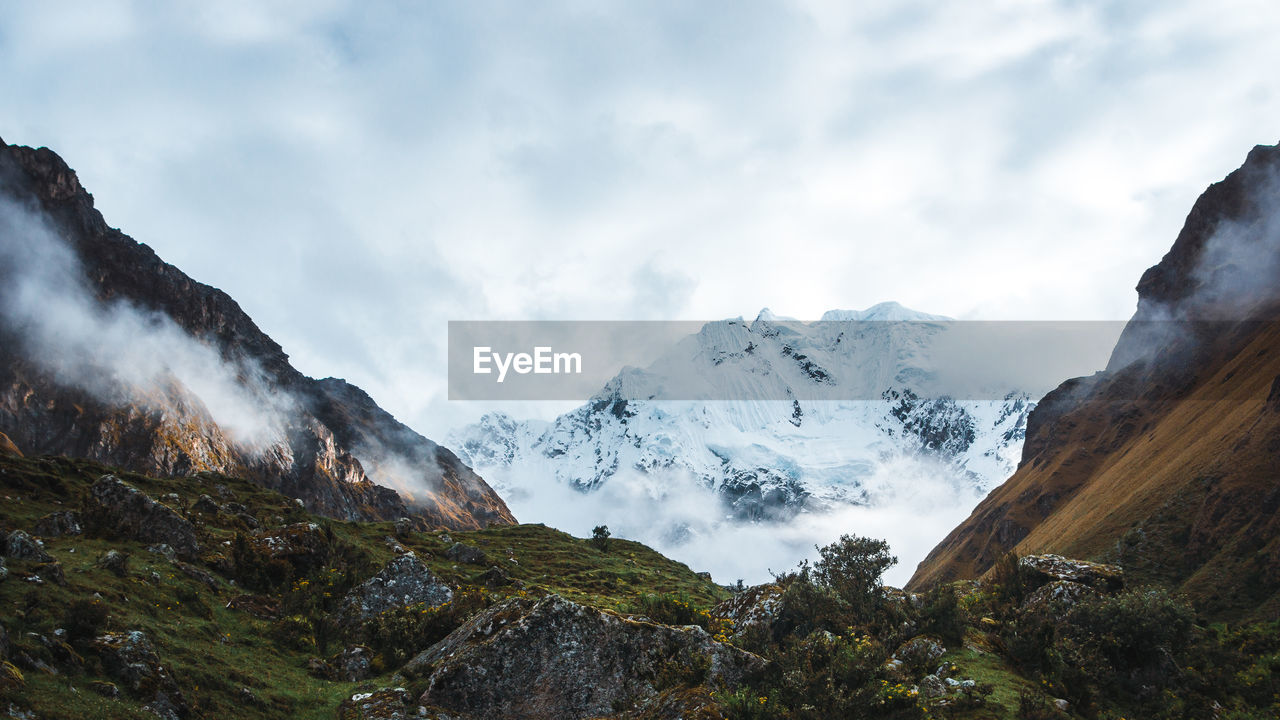 Scenic view of mountains against sky