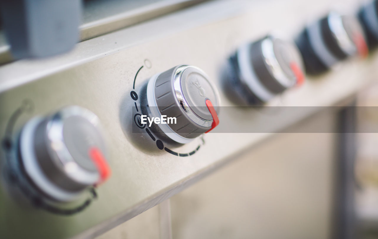 Close-up of dials on machinery