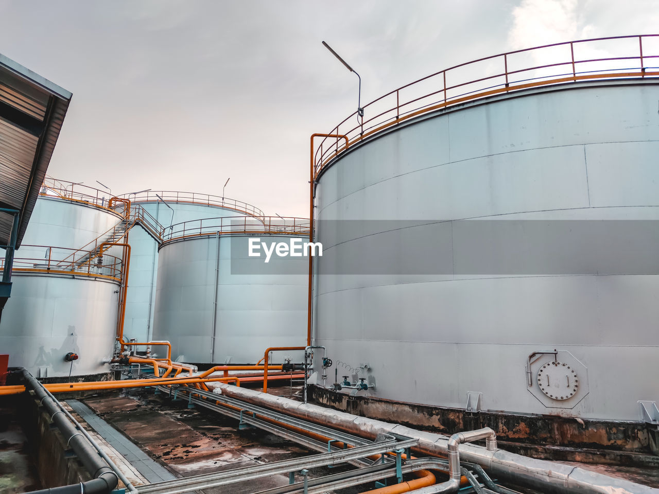 View of factory. oil storage tank