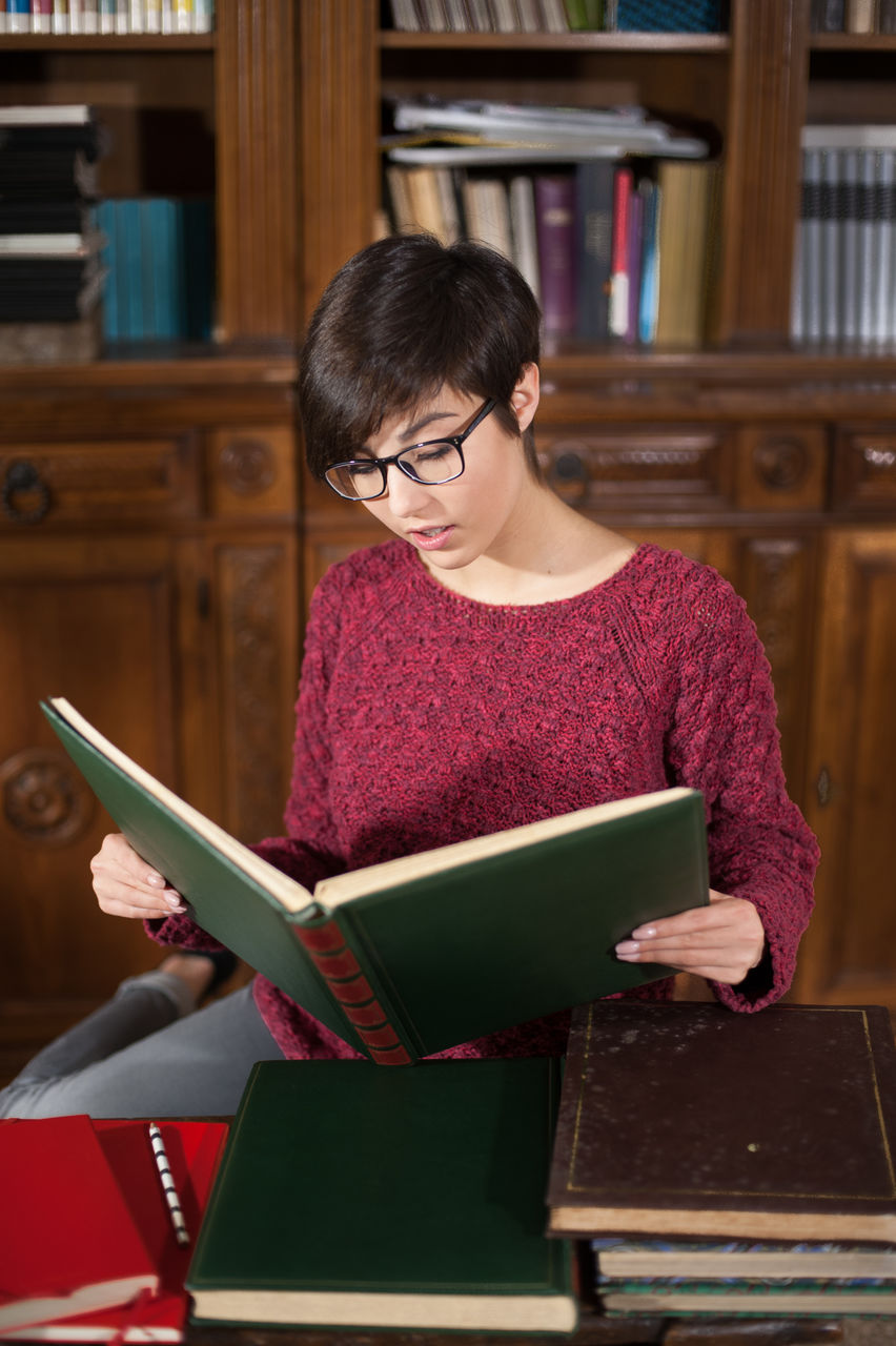 Woman in library