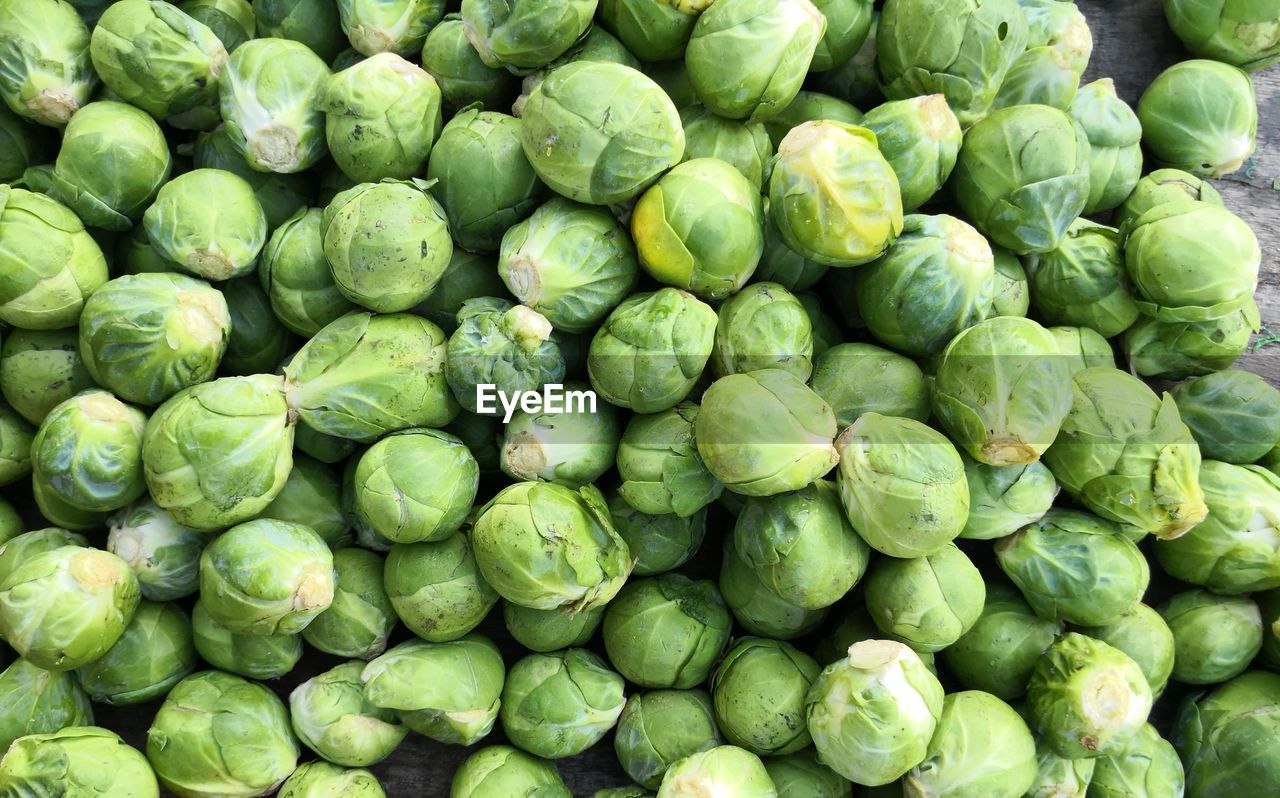 Directly above shot of brussels sprouts at market 