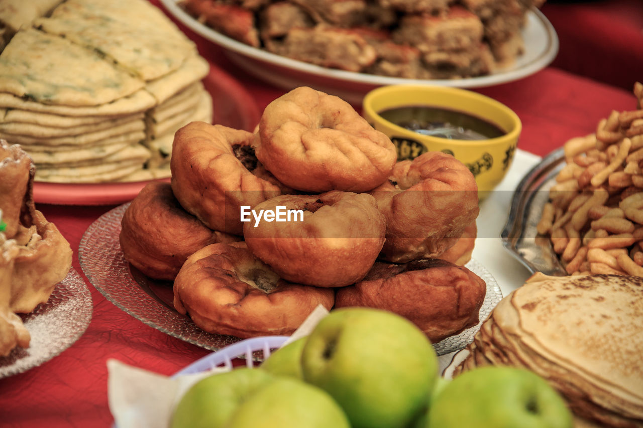 High angle view of vegetables in basket on table