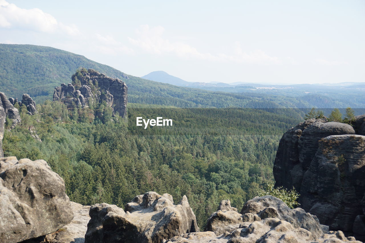 Scenic view of rocky mountains against sky