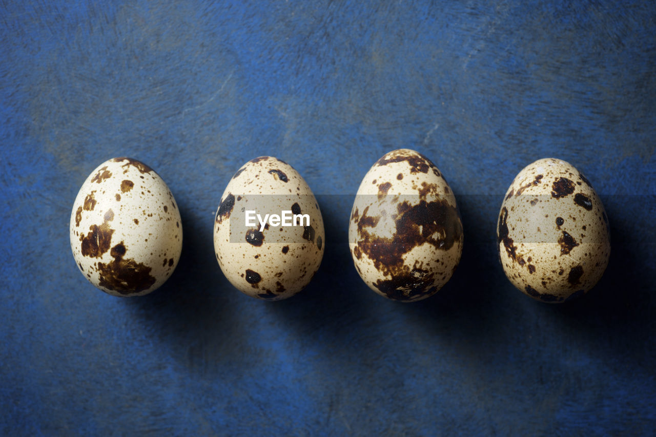 Close-up of some quail eggs.