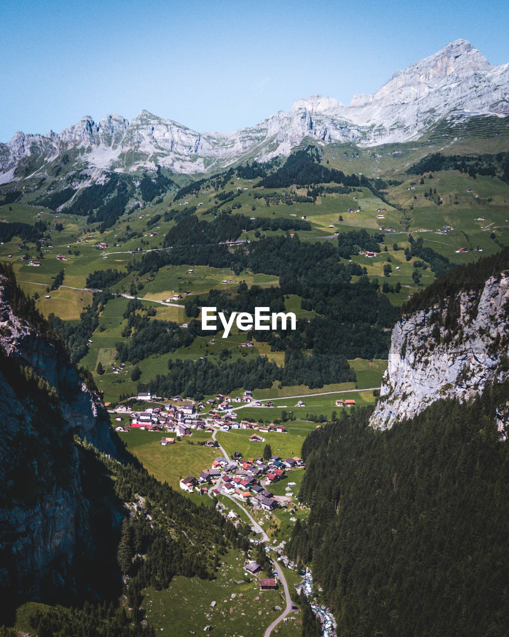 Scenic view of mountains against clear sky