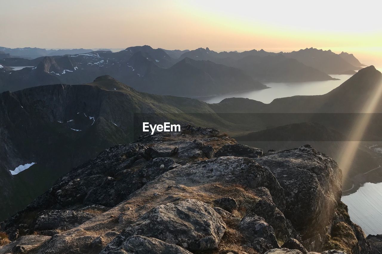 Panoramic view of mountain range against sky