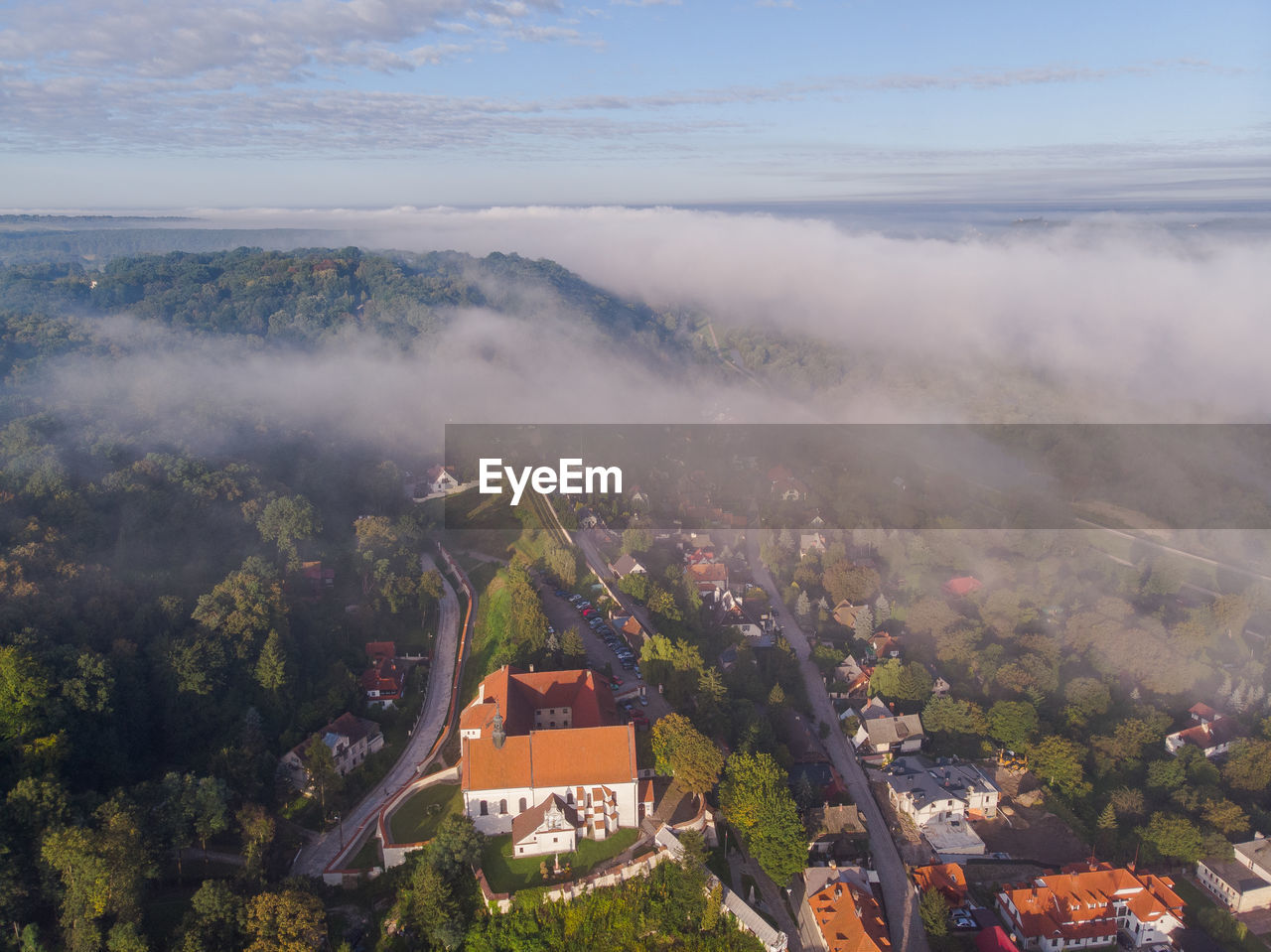 High angle view of townscape against sky