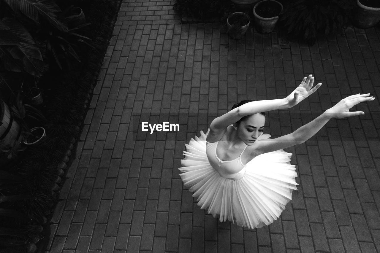 High angle view of ballerina