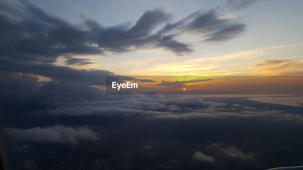 Aerial view of cloudscape during sunset