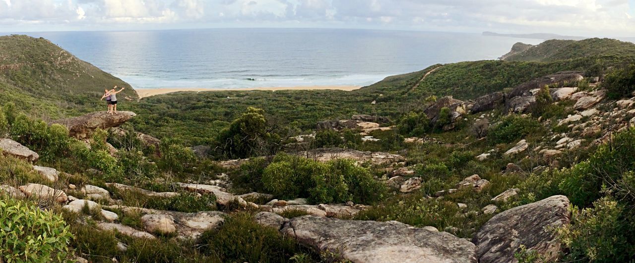 High angle view of coast with sea