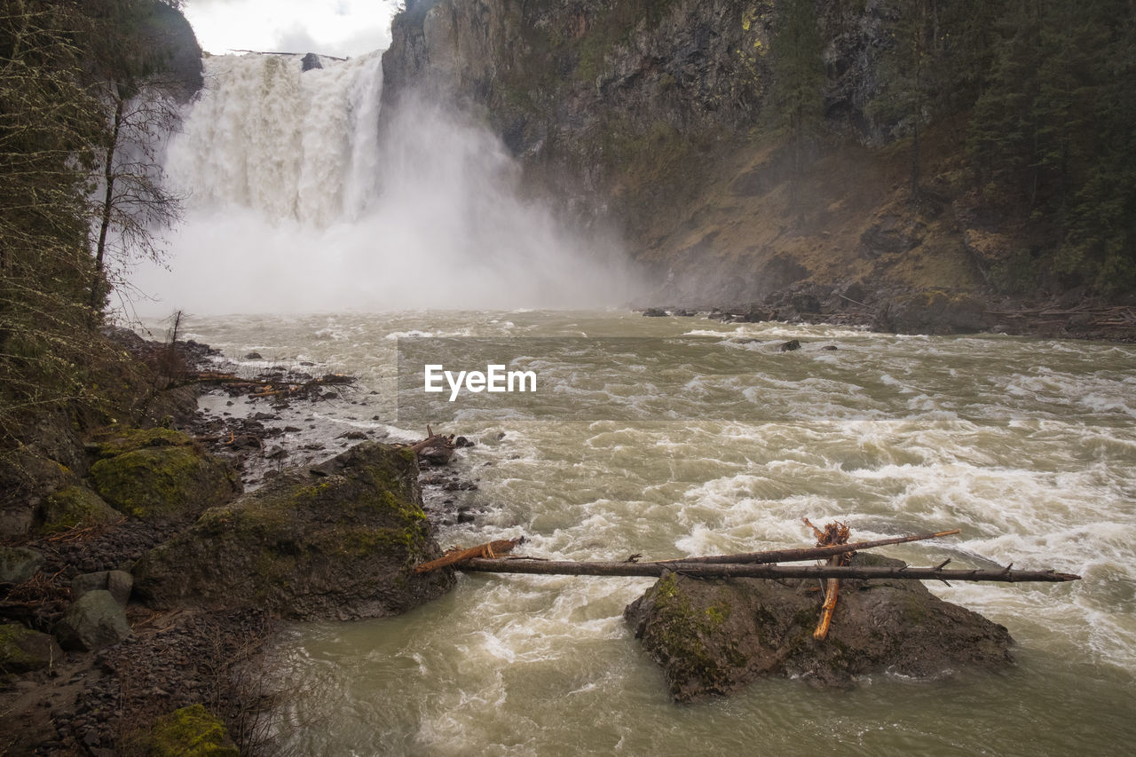 Scenic view of waterfall
