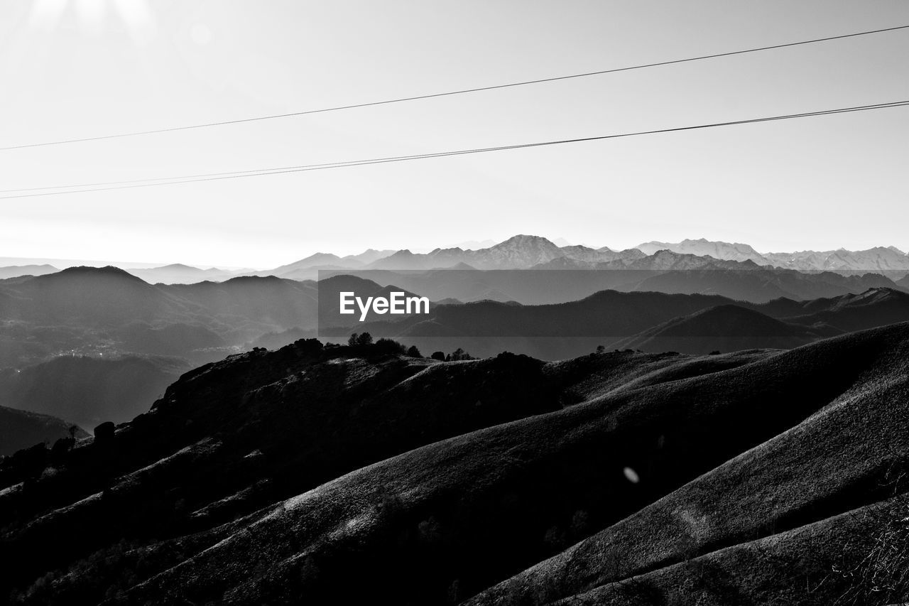 Scenic view of mountains against clear sky