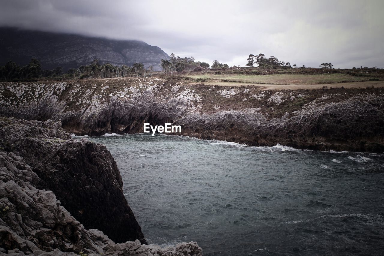 SCENIC VIEW OF RIVER AND MOUNTAINS