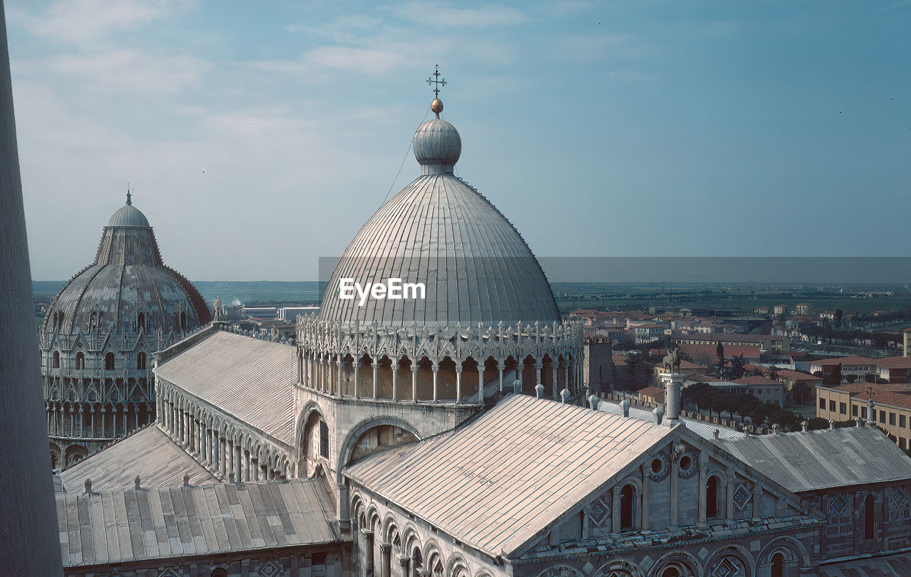 High angle view of church in city