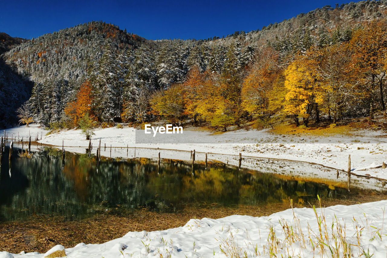 Scenic view of lake in winter