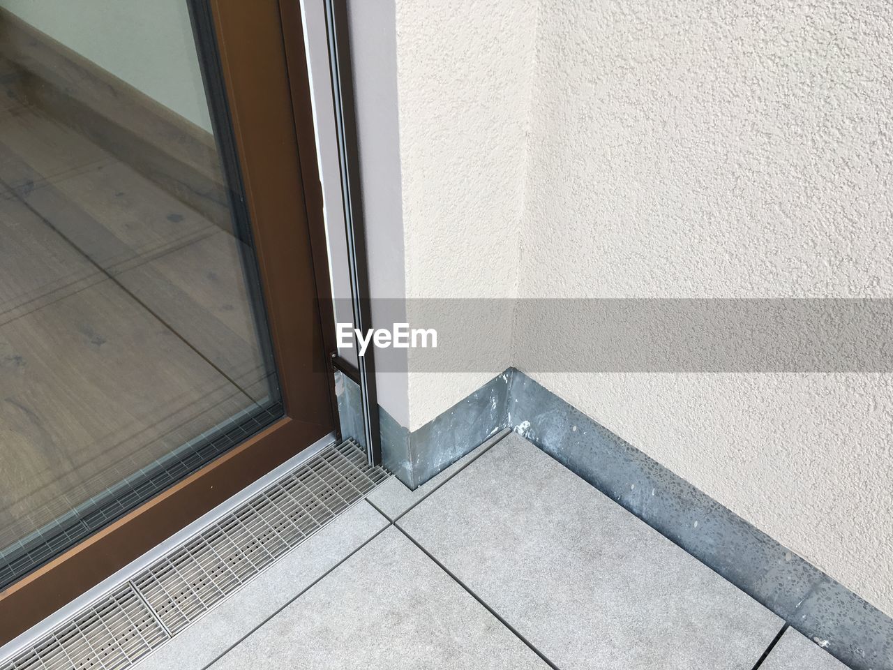 High angle view of door in building
