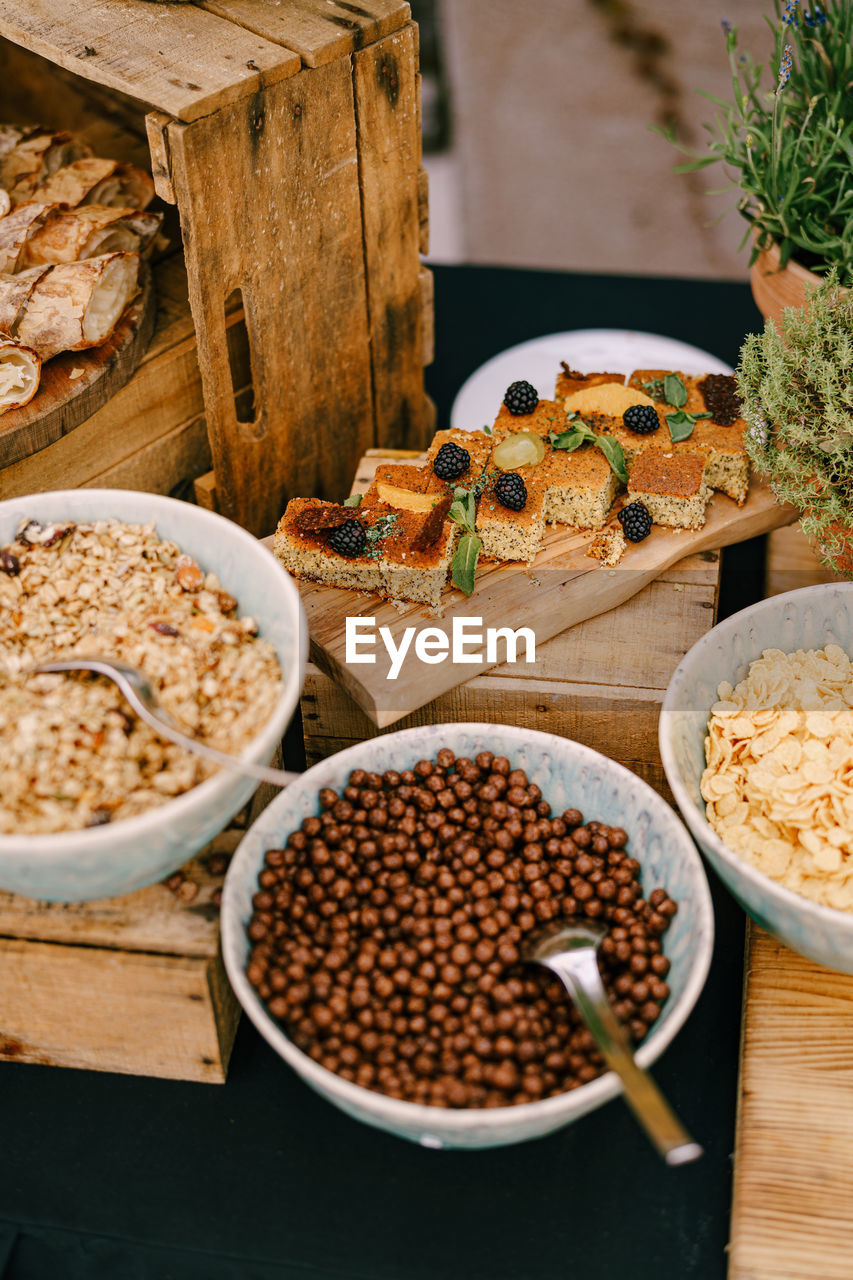 CLOSE-UP OF BREAKFAST ON TABLE