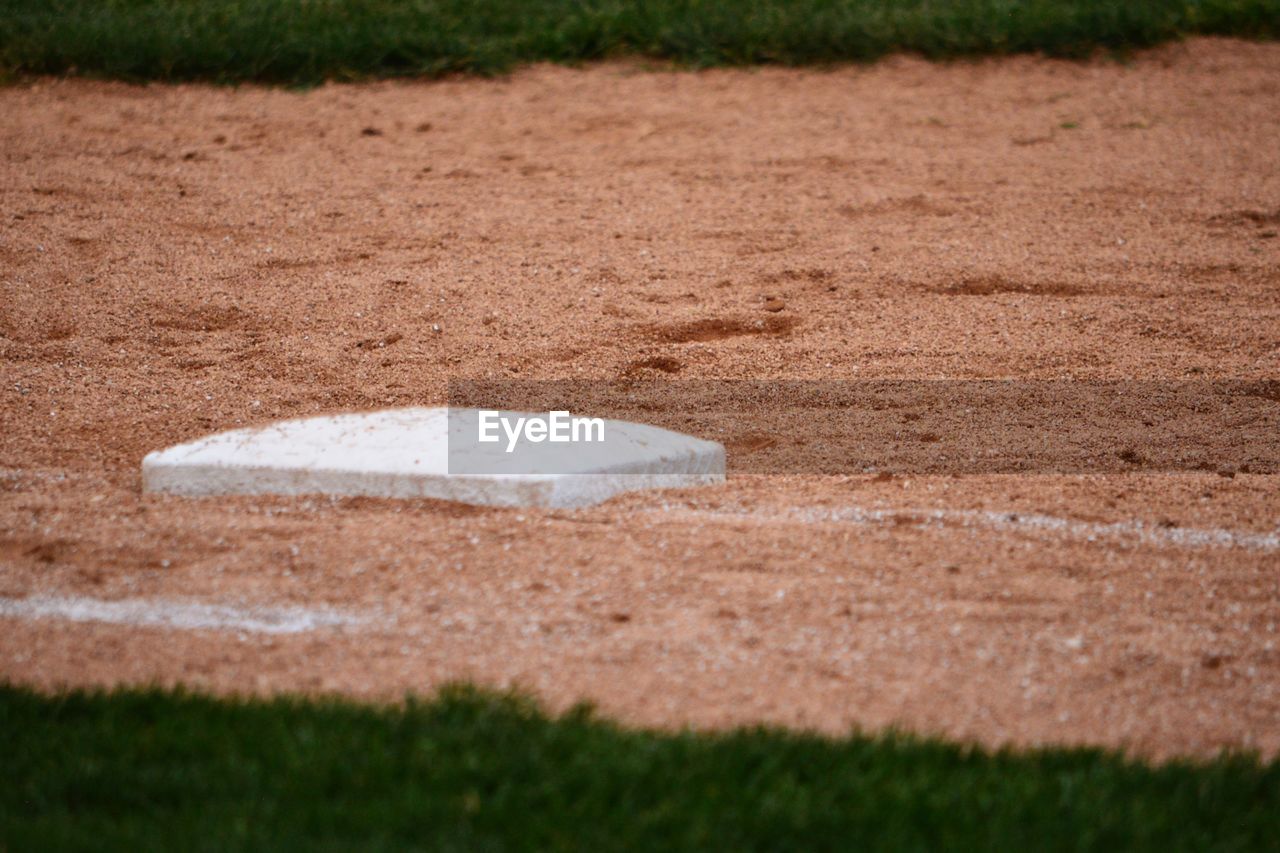 Close up of baseball infield 