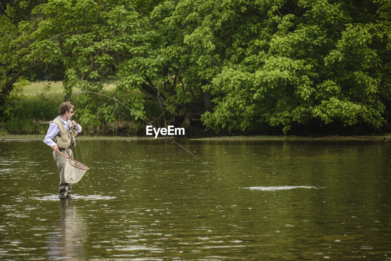 Catching a trout on a southeastern river