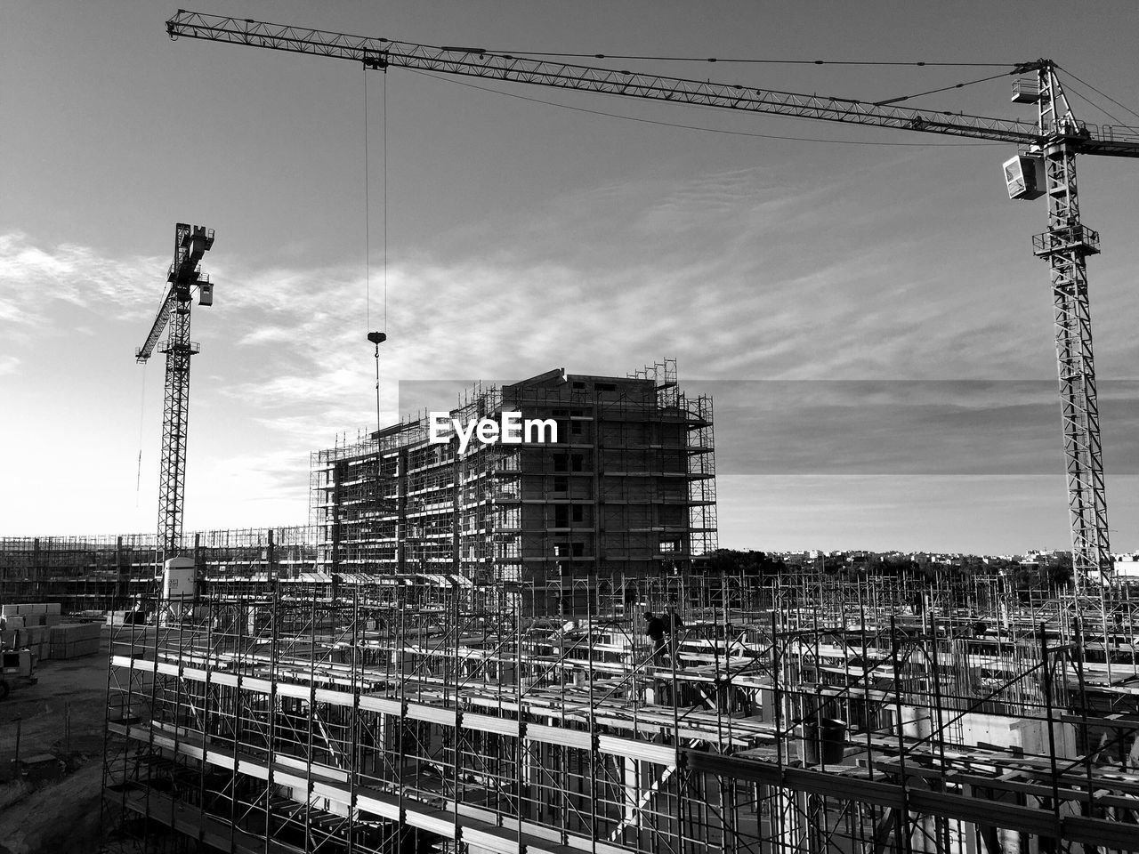 LOW ANGLE VIEW OF CRANE AGAINST SKY