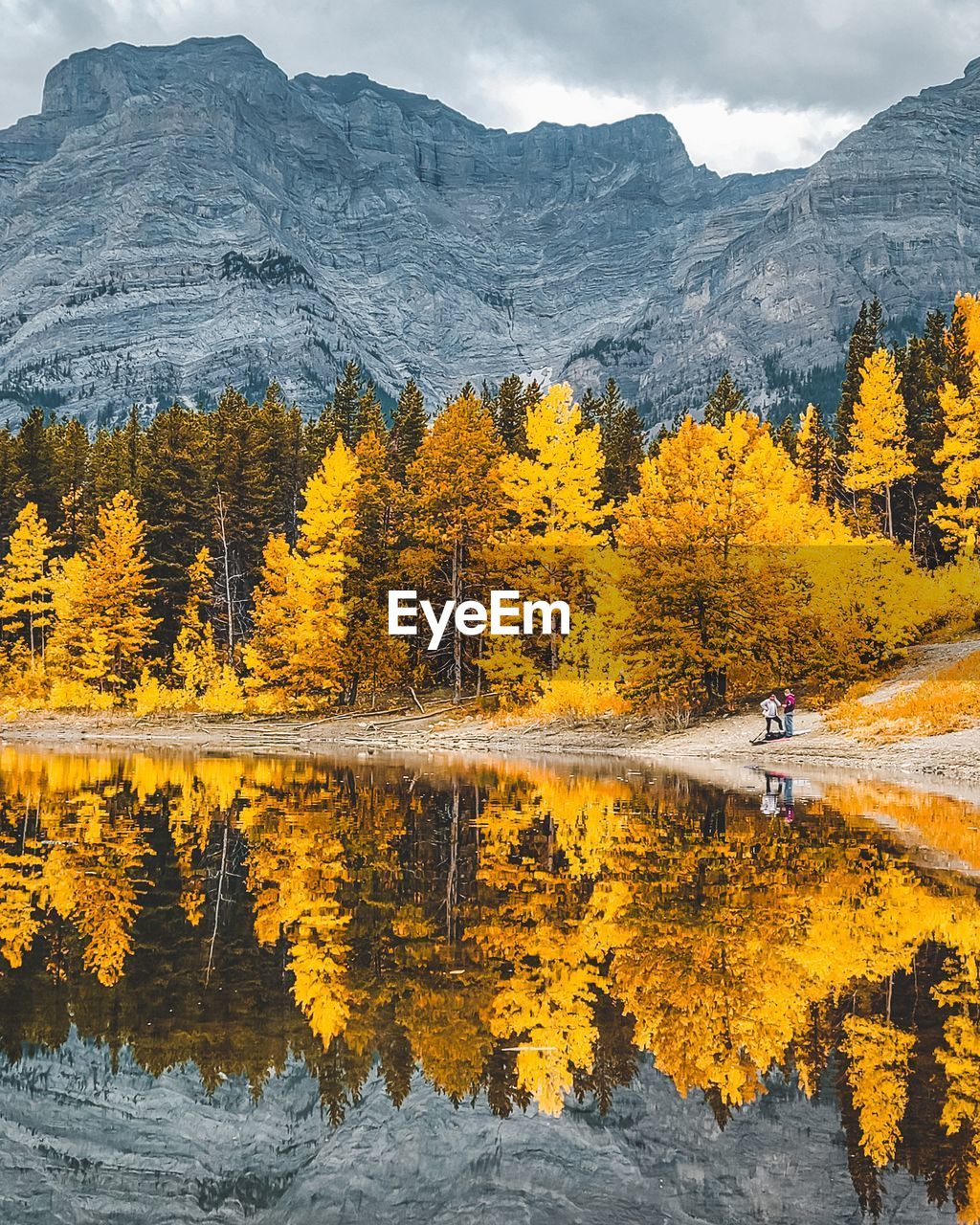 Scenic view of lake against sky during autumn