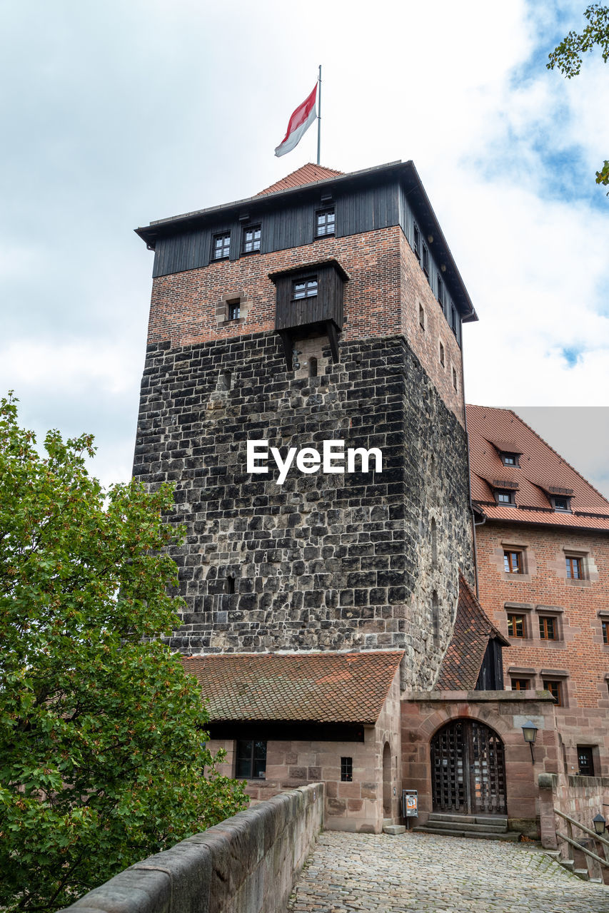 Historic tower and building of the nuremberg castle, bavaria, germany in autunm on a sunny day
