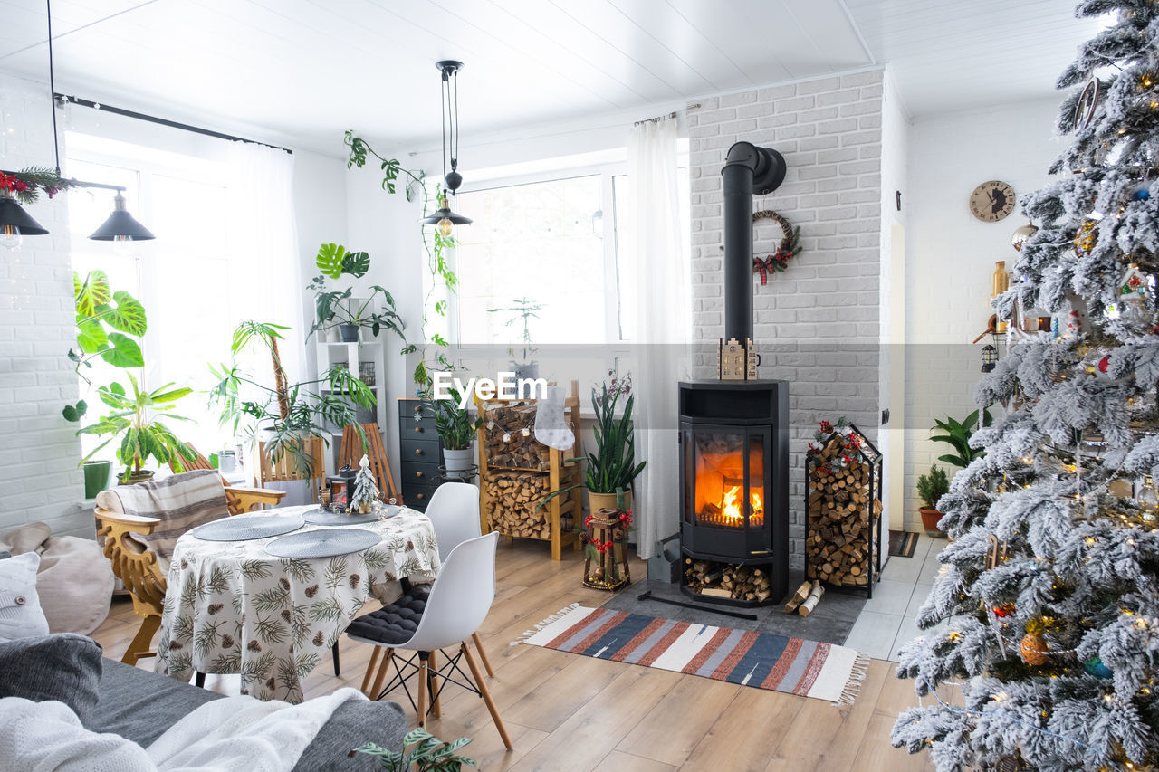 high angle view of christmas decorations on table