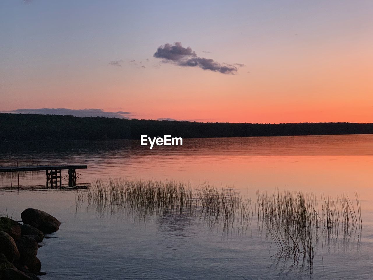 SCENIC VIEW OF LAKE DURING SUNSET