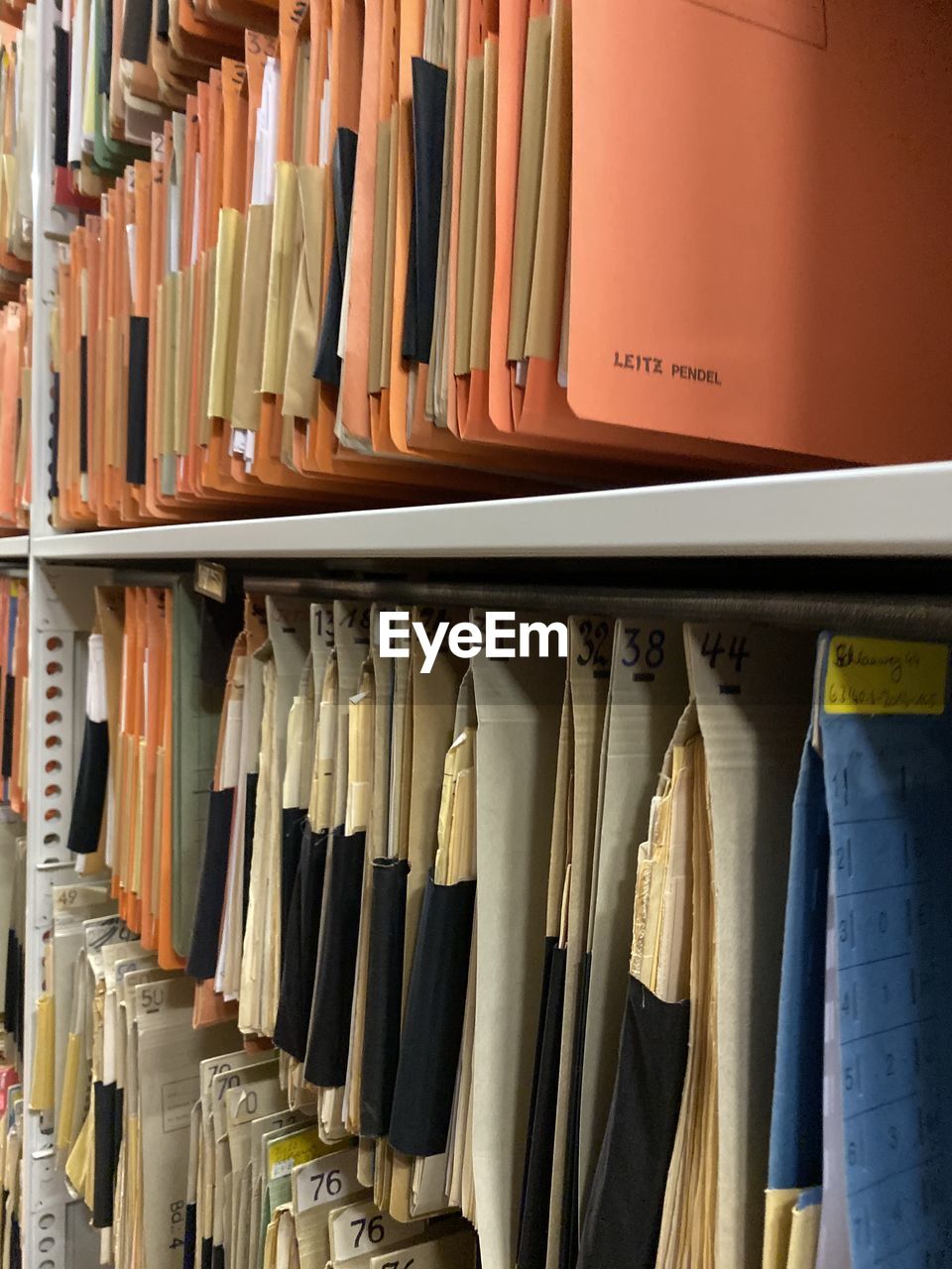 Row of files in shelf