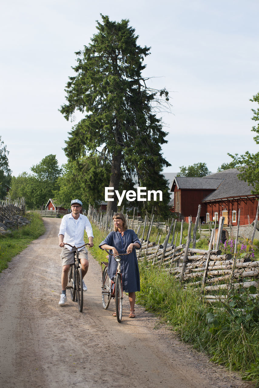 Mature couple cycling, sweden