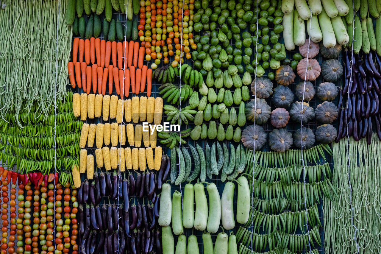 Multi colored vegetables for sale in market