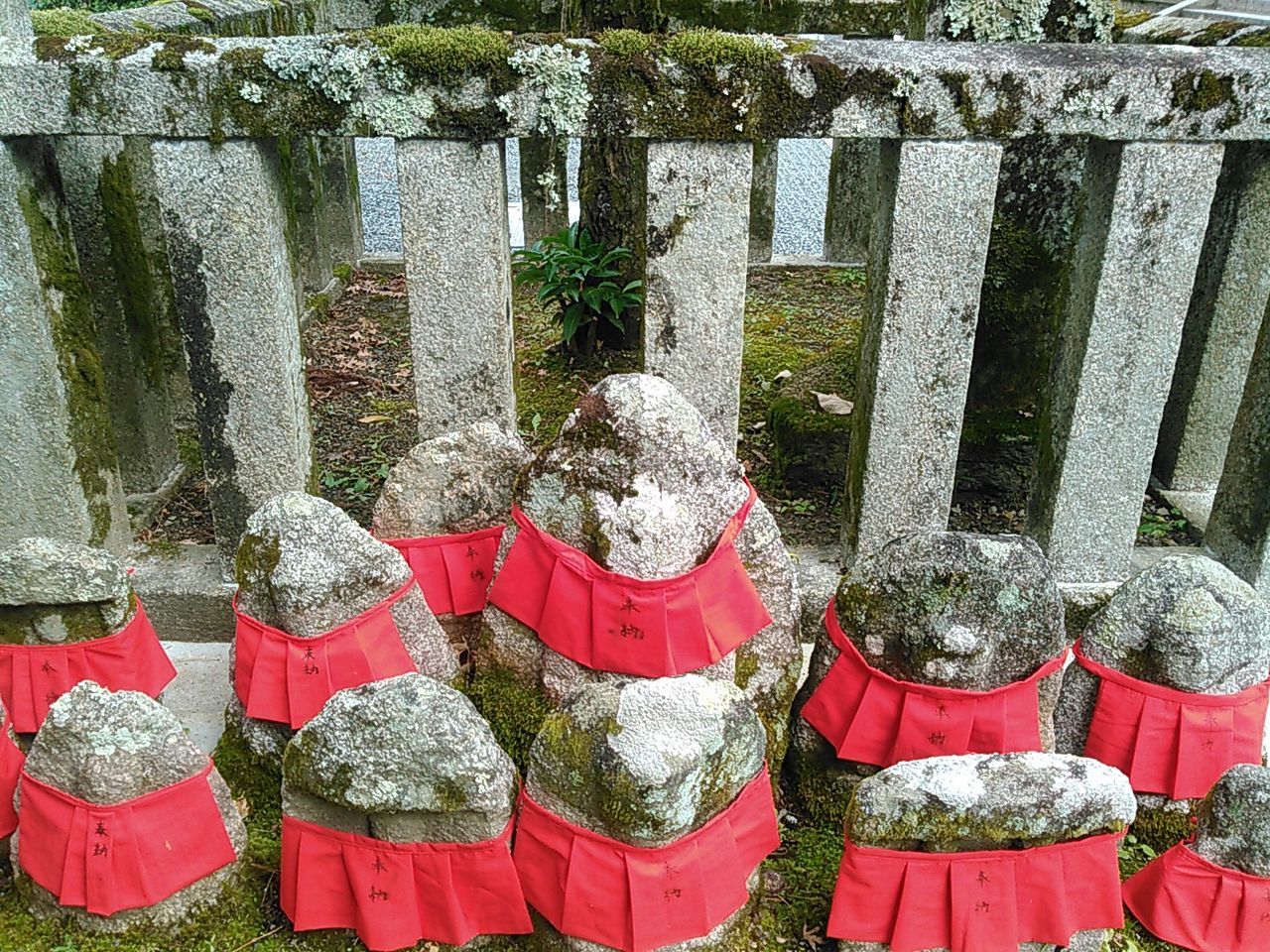 High angle view of religious stones at temple