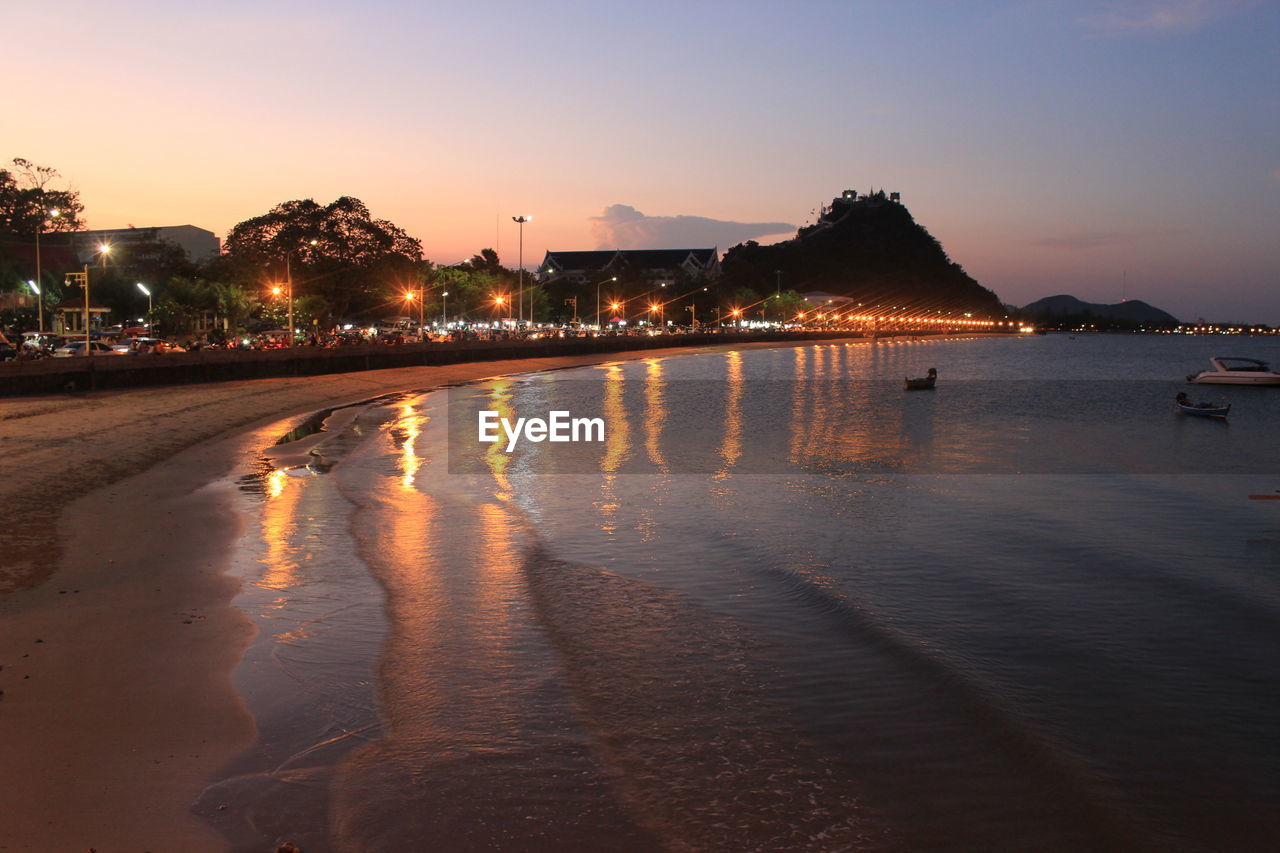 View of sea at night