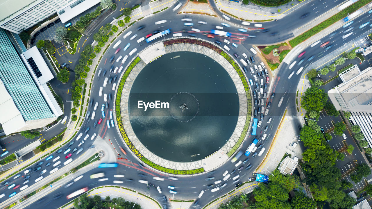 Aerial view of city street