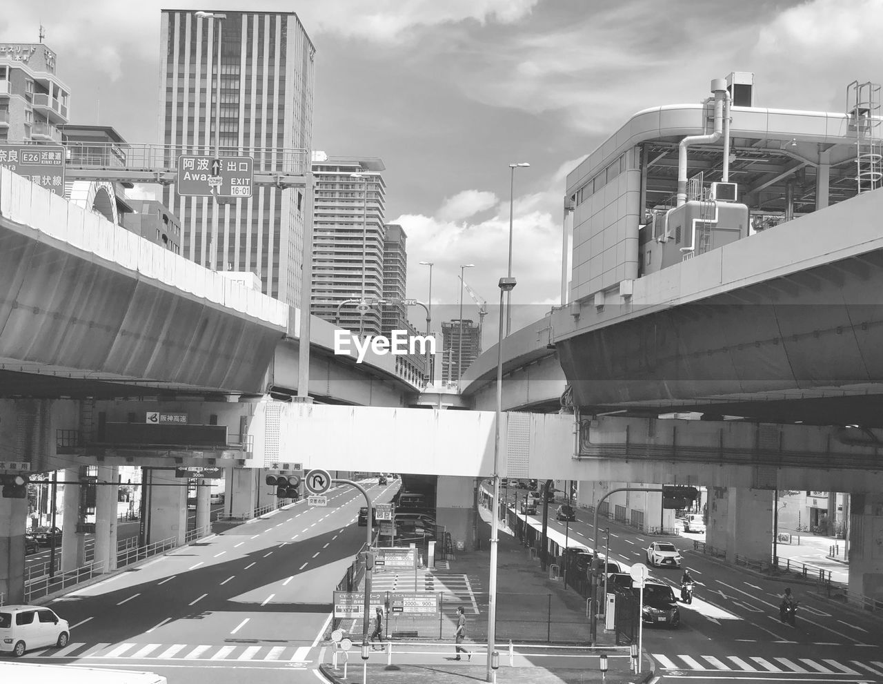 View of bridge and buildings in city