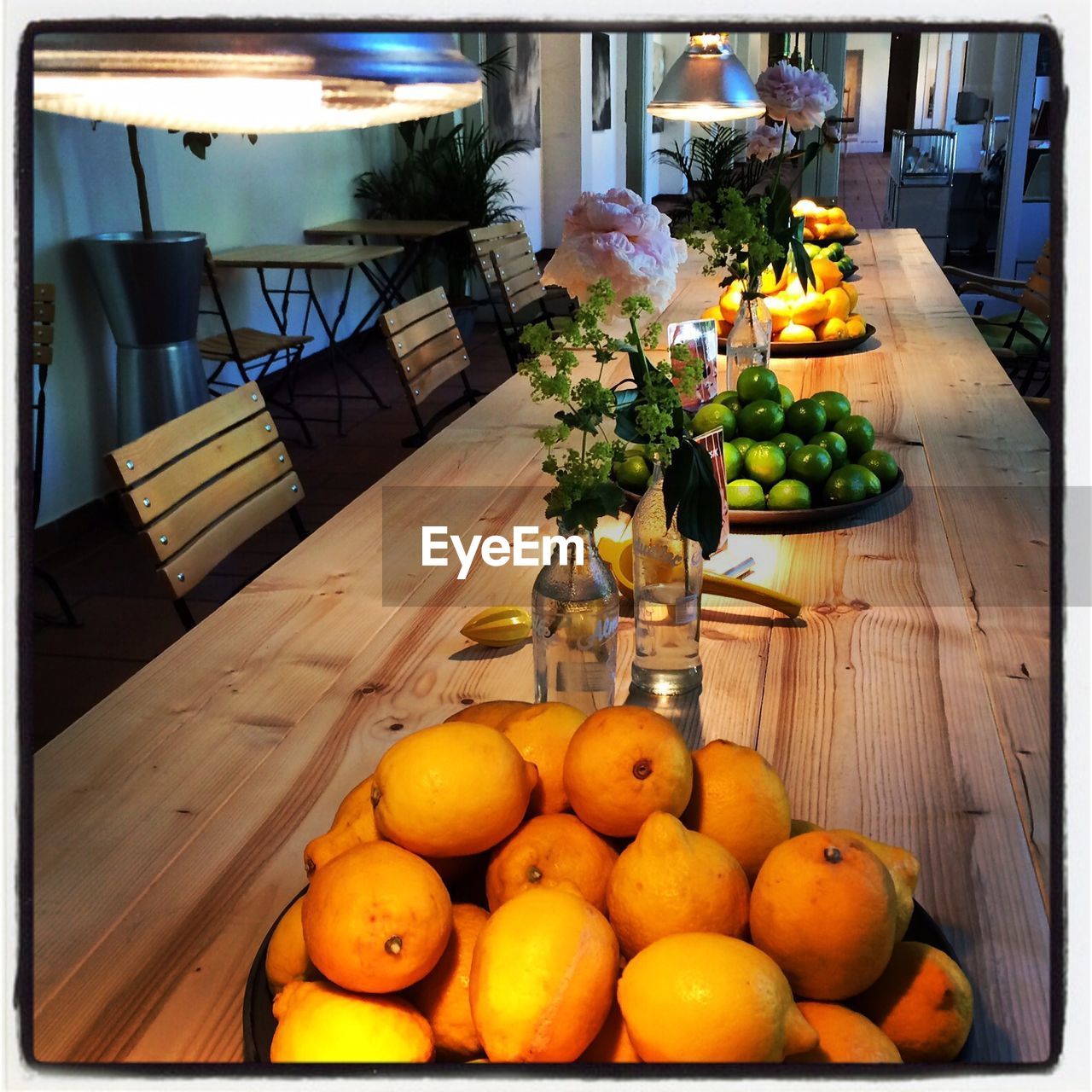 Lemons on wooden table 