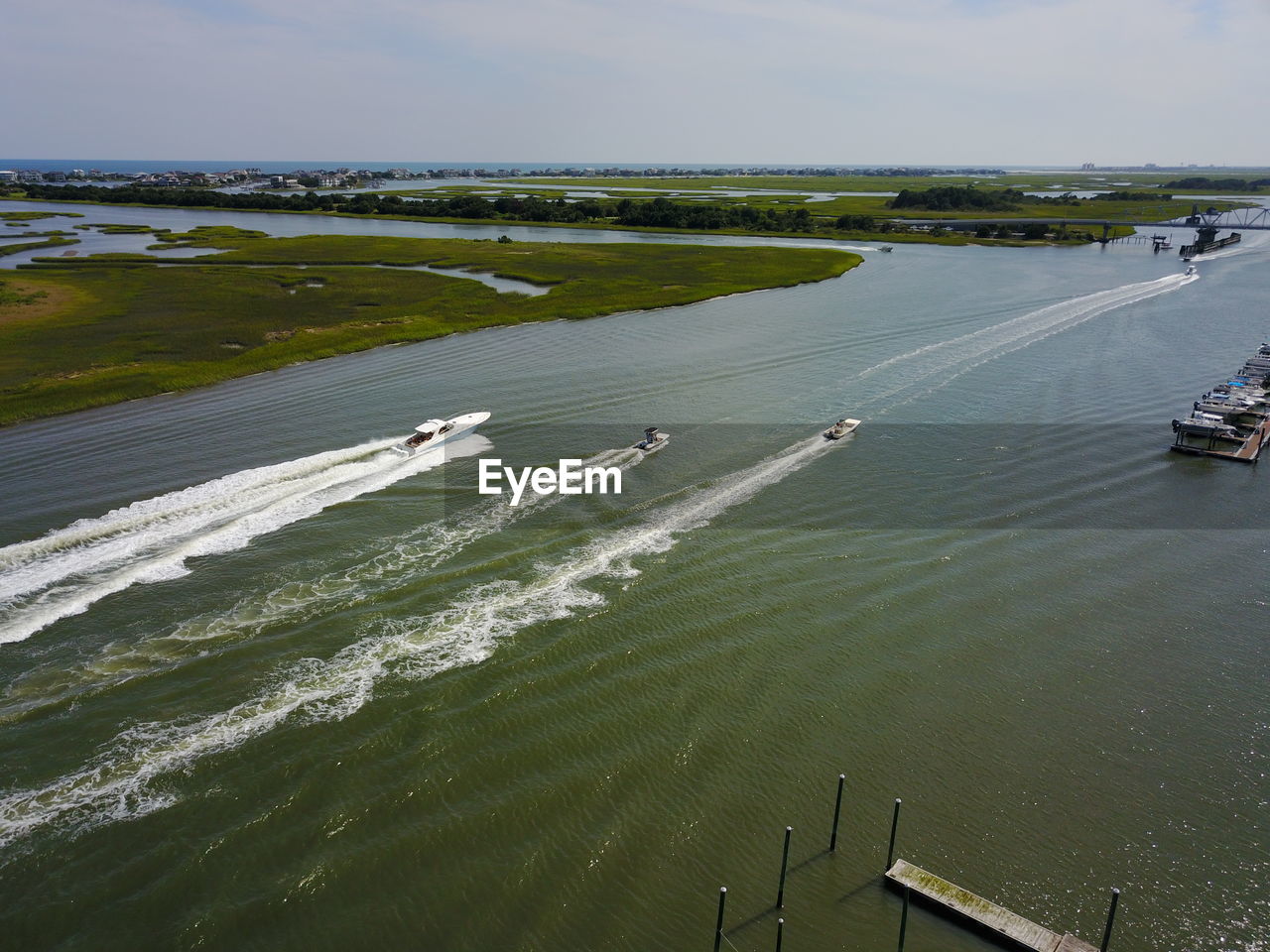 HIGH ANGLE VIEW OF SHEEP SAILING ON SEA