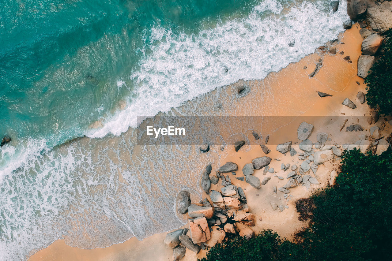 High angle view of beach