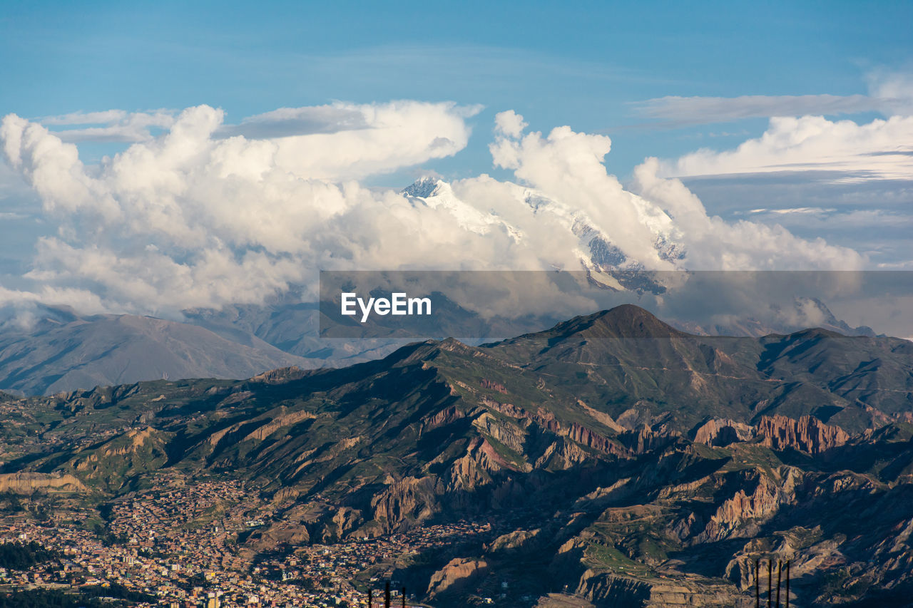 Aerial view of mountain range