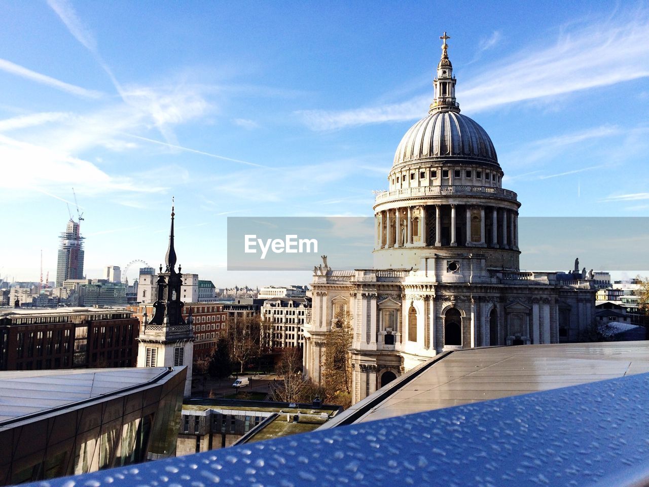 High angle shot of cityscape against the sky