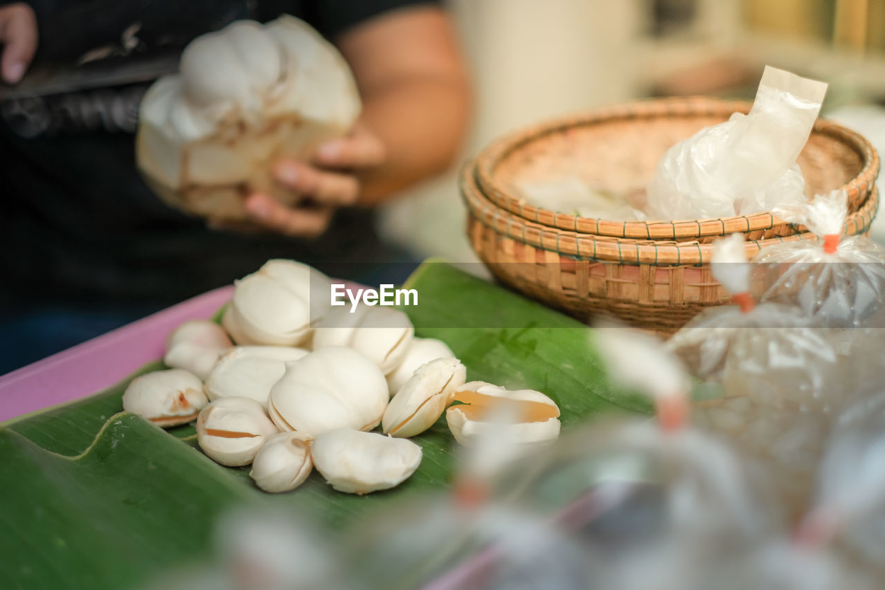 Close-up of person preparing food